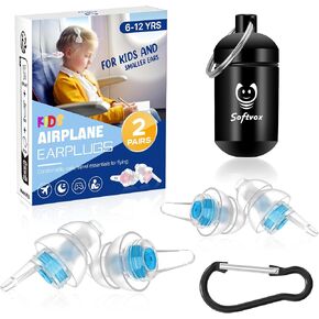 Kids Earplugs (6-12 yrs) with Lanyard – Pressure Relief & Preventing Ear Pain Airplane Ear Plugs, Reusable Noise Sensitivity Ear Protection for Home, School, Playtime & Beyond, BU+BK in Kuwait