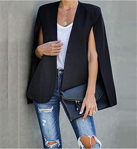 MAYRAIN Women's Casual Lightweight Cape Blazer Elegant Open Front Jackets Split Sleeve Party Coat in Saudi Arabia