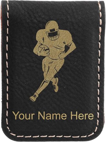 LaserGram Slim Magnetic Money Clip, Football Player, Personalized Engraving Included (Black with Gold) in Saudi Arabia