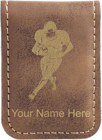 LaserGram Slim Magnetic Money Clip, Football Player, Personalized Engraving Included (Black with Gold) in Saudi Arabia