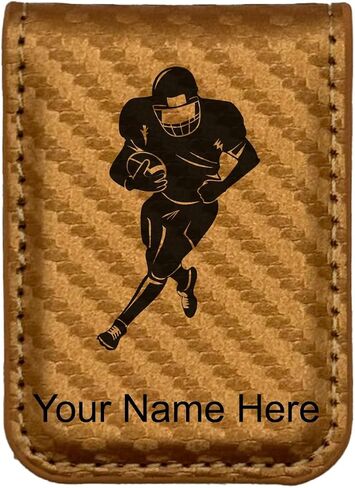 LaserGram Slim Magnetic Money Clip, Football Player, Personalized Engraving Included (Black with Gold) in Saudi Arabia