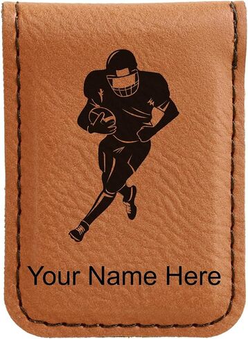 LaserGram Slim Magnetic Money Clip, Football Player, Personalized Engraving Included (Black with Gold) in Saudi Arabia