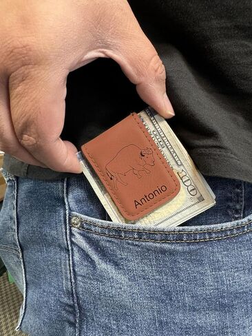 LaserGram Slim Magnetic Money Clip, Football Player, Personalized Engraving Included (Black with Gold) in Saudi Arabia