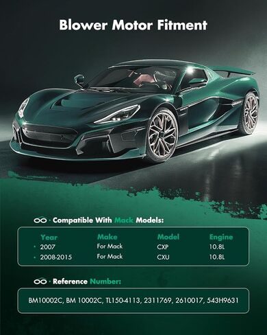 محرك منفاخ SCITOO HVAC لمركبات Mack - محرك منفاخ سخان تيار متردد مناسب لـ 2008-2010 لـ Mack CHU، 2007 لـ Mack CXP، 2008-2015 لـ Mack CXU HVAC محرك منفاخ مع استبدال قفص المروحة in Saudi Arabia