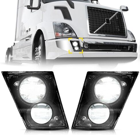 مصابيح مصابيح LED LED LIDA LIMPS مجموعة متوافقة مع Volvo VNL VN Truck 1997-2015 السائق الأيسر للركاب ، مجموعة ضوء الضباب البديلة （أسود ، خفيفة） in Kuwait
