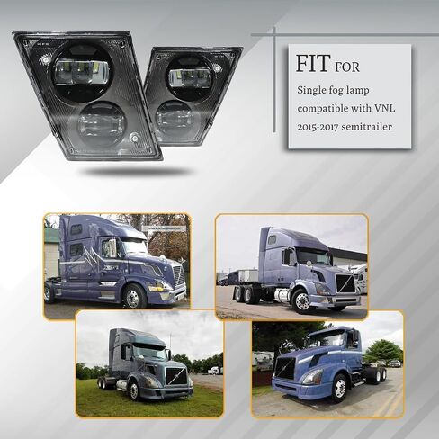 مصابيح مصابيح LED LED LIDA LIMPS مجموعة متوافقة مع Volvo VNL VN Truck 1997-2015 السائق الأيسر للركاب ، مجموعة ضوء الضباب البديلة （أسود ، خفيفة） in Kuwait