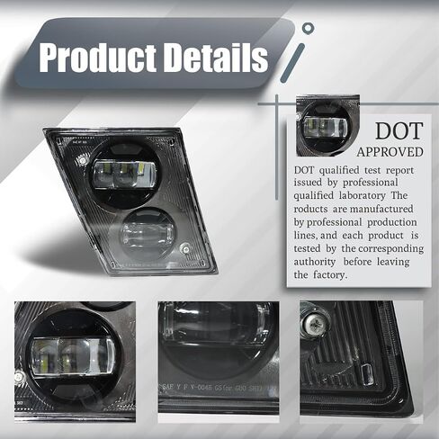 مصابيح مصابيح LED LED LIDA LIMPS مجموعة متوافقة مع Volvo VNL VN Truck 1997-2015 السائق الأيسر للركاب ، مجموعة ضوء الضباب البديلة （أسود ، خفيفة） in Kuwait