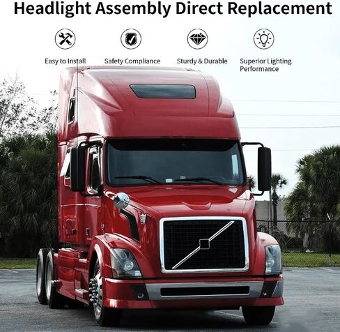 مصابيح مصابيح LED LED LIDA LIMPS مجموعة متوافقة مع Volvo VNL VN Truck 1997-2015 السائق الأيسر للركاب ، مجموعة ضوء الضباب البديلة （أسود ، خفيفة） in Kuwait