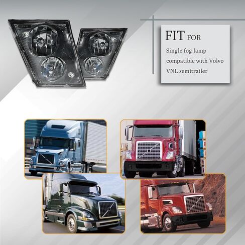 Led Fog Lights lamps Pair Set Compatible with Volvo VNL VN Truck 1997-2015 Passenger Right Driver Left Side,Replacement Fog Light Assembly （Black,Two Light） in Kuwait