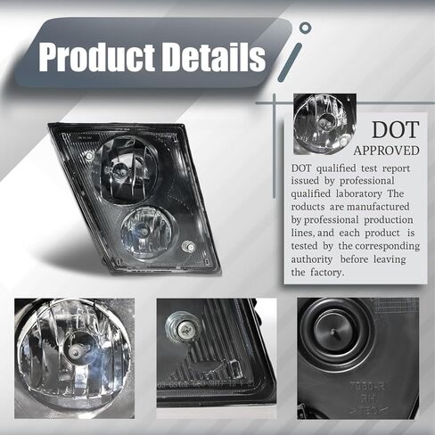 Led Fog Lights lamps Pair Set Compatible with Volvo VNL VN Truck 1997-2015 Passenger Right Driver Left Side,Replacement Fog Light Assembly （Black,Two Light） in Kuwait