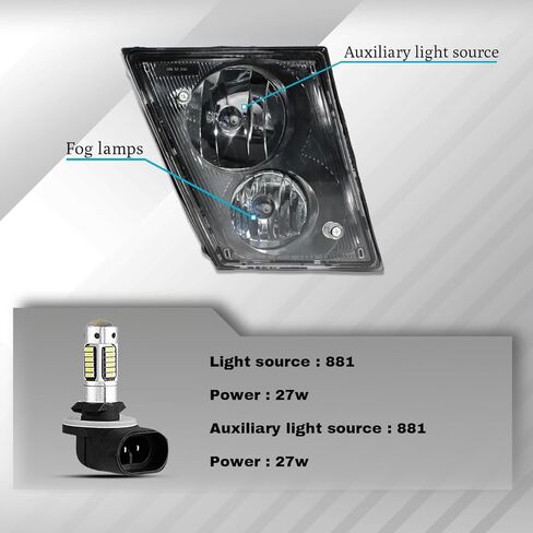 Led Fog Lights lamps Pair Set Compatible with Volvo VNL VN Truck 1997-2015 Passenger Right Driver Left Side,Replacement Fog Light Assembly （Black,Two Light） in Kuwait