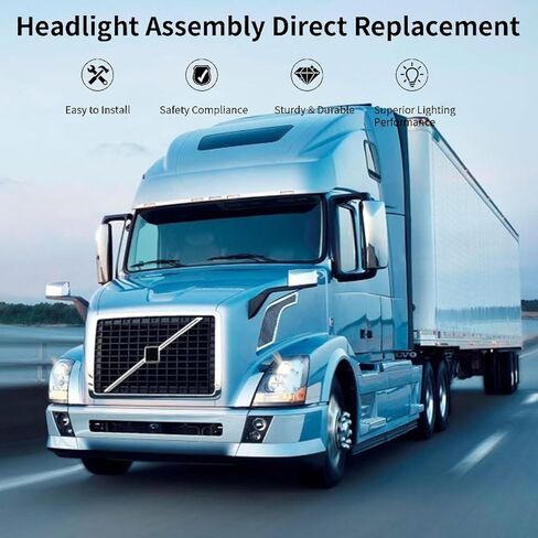 Led Fog Lights lamps Pair Set Compatible with Volvo VNL VN Truck 1997-2015 Passenger Right Driver Left Side,Replacement Fog Light Assembly （Black,Two Light） in Kuwait