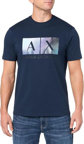 Armani Exchange Men's Regular Fit Cotton Gradiant Box Logo Tee in Saudi Arabia