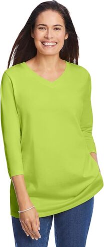 Woman Within Plus Size Perfect Three-Quarter Sleeve V-Neck Tee (Petite Available) in Kuwait