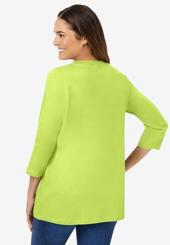 Woman Within Plus Size Perfect Three-Quarter Sleeve V-Neck Tee (Petite Available) in Kuwait
