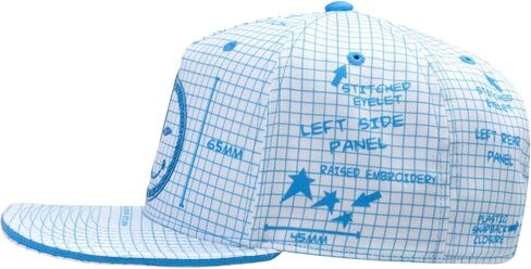 yums blueprints flat bill snapback باللون الأزرق والأبيض in Saudi Arabia