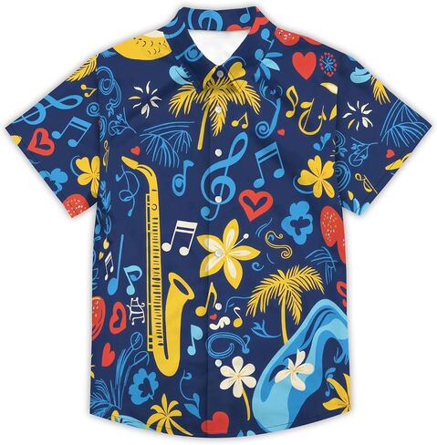 Men's Hawaiian Shirt Funny Print Button Down Shirt Short Sleeve Aloha Clothing Vacation Outfits in Kuwait
