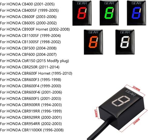 1-6 Speed Digital LED Display Gear Indicator Display Meter Waterproof for Honda CB400 SF CB600F Hornet CBR 600 F4i F3 F4 VFR800 CBR900RR CBR1100XX CB1100SF CBF500 VTR1000 F GL1800 in Saudi Arabia