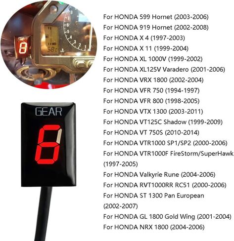 1-6 Speed Digital LED Display Gear Indicator Display Meter Waterproof for Honda CB400 SF CB600F Hornet CBR 600 F4i F3 F4 VFR800 CBR900RR CBR1100XX CB1100SF CBF500 VTR1000 F GL1800 in Saudi Arabia