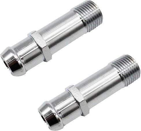 2 pcs/set Silver Chrome Steel 3" Straight Water Pump Heater Hose Fitting 1/2" NPT To 3/4" Barb Fits for SBC BBC Chevy in Saudi Arabia