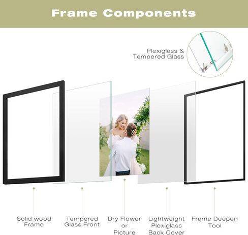 11x14 Floating Picture Frame - Brown Solid Wood Pressed Flower Frame - Real Glass of Front - Use as 8x10 Picture Frame or 5x7 Picture Frame - for Wall Mount Display (Brown, 1 Pack) in Kuwait