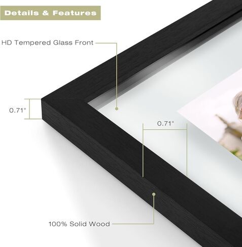 11x14 Floating Picture Frame - Brown Solid Wood Pressed Flower Frame - Real Glass of Front - Use as 8x10 Picture Frame or 5x7 Picture Frame - for Wall Mount Display (Brown, 1 Pack) in Kuwait