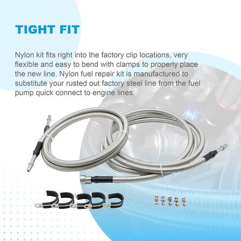 819-846 Stainless Fuel Line kit Fits for Silverado 1500 Classic 2500 HD 3500, for GMC Sierra 1500 2500 HD 3500 2004 2005 2006 2007 2008 2009 2010, Flexible Braided Lines Stainless Steel in Kuwait