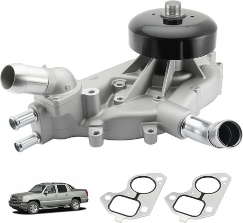 AW5104 Water Pump w/Thermostat (4.8L 5.3L 6.0L) For Cadillac Escalade 2002-2006,For Chevy Silverado 1500 2500 3500 Tahoe Express GMC Savana Yukon Envoy Sierra 1999-2006,Workhorse FasTrack in Saudi Arabia