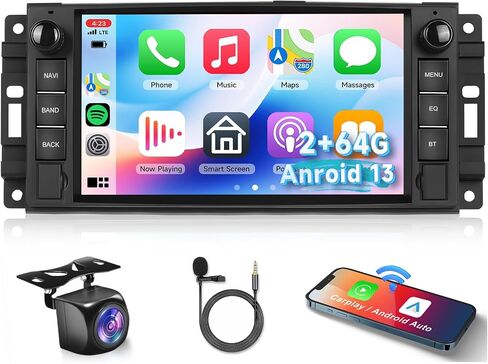 [2G+64G] Car Stereo Radio for Jeep Wrangler JK Compass Patriot/Chrysler/Dodge RAM with Wireless CarPlay Andriod Auto, 7 inch Touch Screen Android 13 Headunit with GPS Navi/WiFi/Bluetooth/Camera in Saudi Arabia