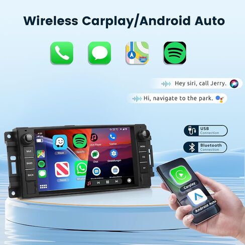 [2G+64G] Car Stereo Radio for Jeep Wrangler JK Compass Patriot/Chrysler/Dodge RAM with Wireless CarPlay Andriod Auto, 7 inch Touch Screen Android 13 Headunit with GPS Navi/WiFi/Bluetooth/Camera in Saudi Arabia