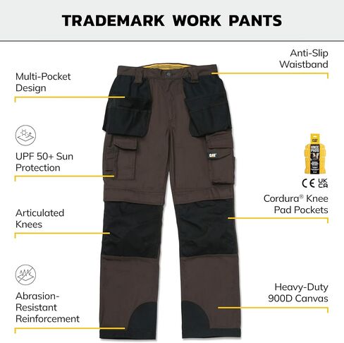 Caterpillar Men's Trademark Work Pants Built from Tough Canvas Fabric with Cargo Space, Classic Fit, Army Moss, 36W x 34L in Saudi Arabia