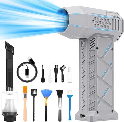 Compressed Air Duster with Vacuum kit, 150000RPM Electric Air Duster, 4-Gear Jet Dry Blower, Rechargeable High-Speed Air Blower for PC, Car, Figures, Ornaments and Home Cleaning Black in Saudi Arabia