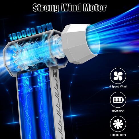 Compressed Air Duster with Vacuum kit, 150000RPM Electric Air Duster, 4-Gear Jet Dry Blower, Rechargeable High-Speed Air Blower for PC, Car, Figures, Ornaments and Home Cleaning Black in Saudi Arabia
