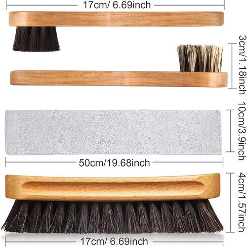 2 PCS Horsehair Shine Shoes Kit Presal Dauber Applicators تنظيف أحذية جلدية أحذية فرش فرشاة منظف من الجلد المدبوغ (فرشاة بنية ملموسة) in Kuwait