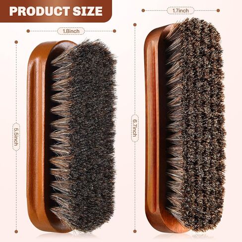 2 PCS Horsehair Shine Shoes Kit Presal Dauber Applicators تنظيف أحذية جلدية أحذية فرش فرشاة منظف من الجلد المدبوغ (فرشاة بنية ملموسة) in Kuwait