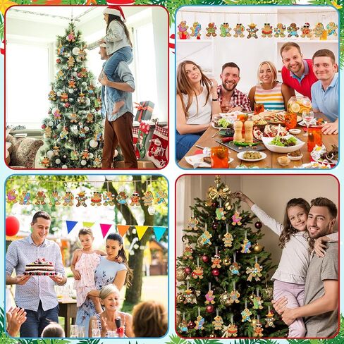 Geelin 36 Pcs Hawaii Christmas Wooden Hanging Ornaments Summer Beach Gingerbread Man Hanging Ornaments Christmas in July Tree Decorations with String for Tropical Luau Party Holiday Supplies in Saudi Arabia