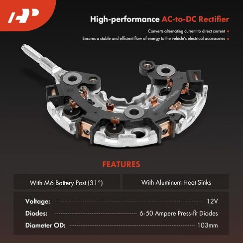 A-Premium Coptifier مقوم متوافق مع Toyota Camry 2001 2002 2003 2004 2005 ، 12V Rectifier 6-50A Diodes W/Aluminium Heaf Dains in Saudi Arabia