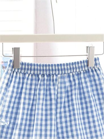 Girl's Plaid Mini Shorts Gingham Bowknot Elastic Waist Wide Leg Summer Shorts in Saudi Arabia