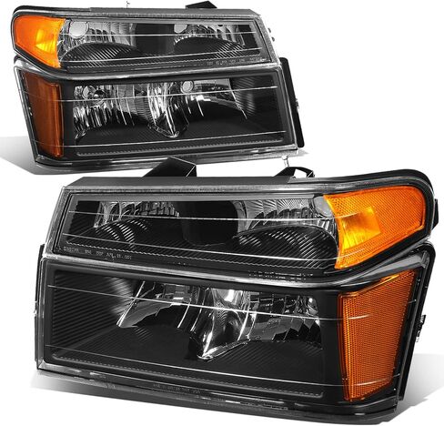 Auto Dynasty 4Pcs Headlights Assembly and Bumper Lamps Compatible with Chevy Colorado GMC Canyon 2004-2012 Isuzu i-290 i-370 2007-2008 i-280 i-350 2006, Driver and Passenger Side, Black Housing in Kuwait