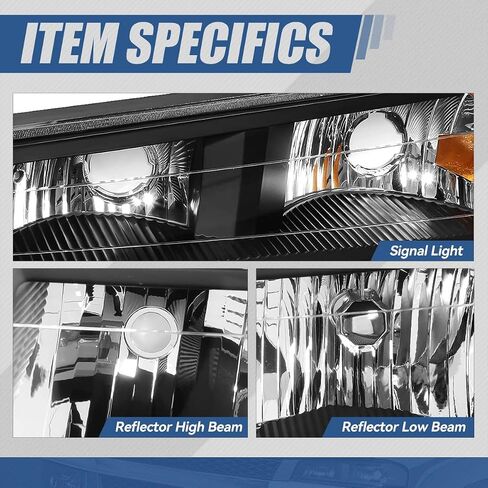 Auto Dynasty 4Pcs Headlights Assembly and Bumper Lamps Compatible with Chevy Colorado GMC Canyon 2004-2012 Isuzu i-290 i-370 2007-2008 i-280 i-350 2006, Driver and Passenger Side, Black Housing in Kuwait