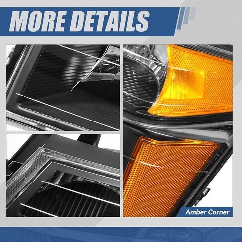 Auto Dynasty 4Pcs Headlights Assembly and Bumper Lamps Compatible with Chevy Colorado GMC Canyon 2004-2012 Isuzu i-290 i-370 2007-2008 i-280 i-350 2006, Driver and Passenger Side, Black Housing in Kuwait