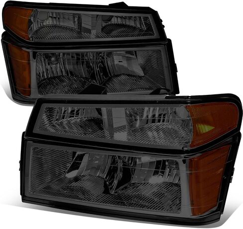 Auto Dynasty 4Pcs Headlights Assembly and Bumper Lamps Compatible with Chevy Colorado GMC Canyon 2004-2012 Isuzu i-290 i-370 2007-2008 i-280 i-350 2006, Driver and Passenger Side, Black Housing in Kuwait
