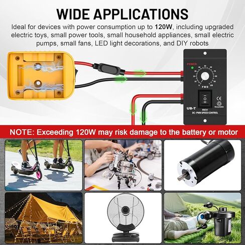 محول بطارية عجلة الطاقة مع مجموعة أدوات التحكم في سرعة المحرك DC 12-60V وحماية مدمجة من الجهد المنخفض لمشروع DIY لبطارية Dewalt 20V (التحكم في مفتاح التشغيل والإيقاف) in Kuwait