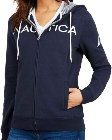 Nautica Women's Signature Logo Full Zip Hoodie Sweatshirt Jacket in Saudi Arabia