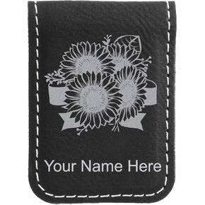 LaserGram Slim Magnetic Money Clip, Sunflowers, Personalized Engraving Included (Dark Brown) in Saudi Arabia