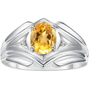 RILOS MEN'S RINGS SILVER SILVER RINGS CLASSIC DESIGNER Style 9x7mm Oval Gemstone & Diamond Ring Rings Stone Birthstone Rings for Men Sister 8-13 in Kuwait