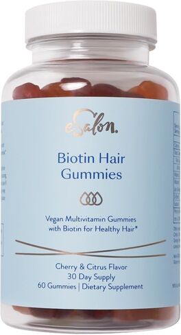 Esalon Biotin Hair Gummies ، Fegan Multivitamin ، Cherry & Citrus Flavor ، 60 Count ، 30 Day Supply in Saudi Arabia