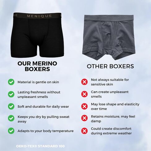 menique Merino Wool Underwear Men’s Boxer Briefs Base Layer for Men Boxer Shorts Soft Breathable Odor-Free Underwear for Men in Saudi Arabia
