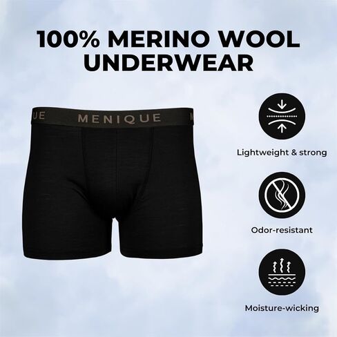 menique Merino Wool Underwear Men’s Boxer Briefs Base Layer for Men Boxer Shorts Soft Breathable Odor-Free Underwear for Men in Saudi Arabia