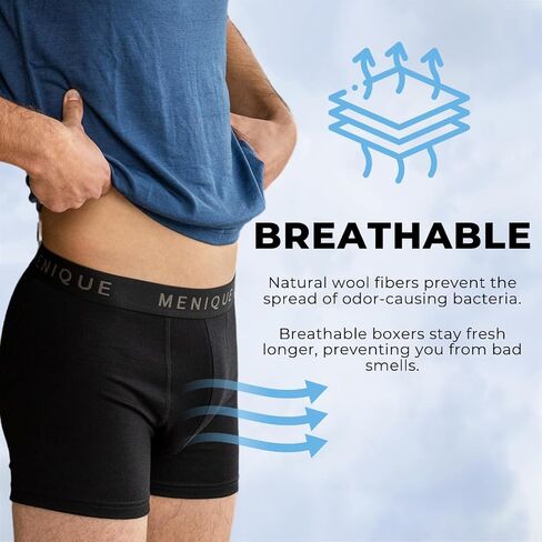 menique Merino Wool Underwear Men’s Boxer Briefs Base Layer for Men Boxer Shorts Soft Breathable Odor-Free Underwear for Men in Saudi Arabia